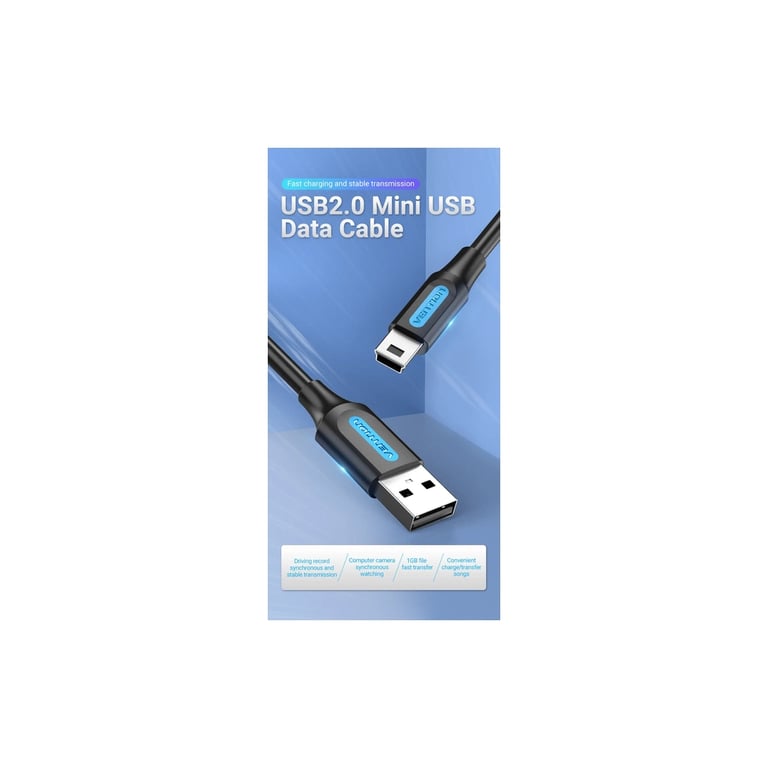 Дата кабель USB 2.0 AM to Mini 5P 2.0m black Vention (COMBH) - фото 4