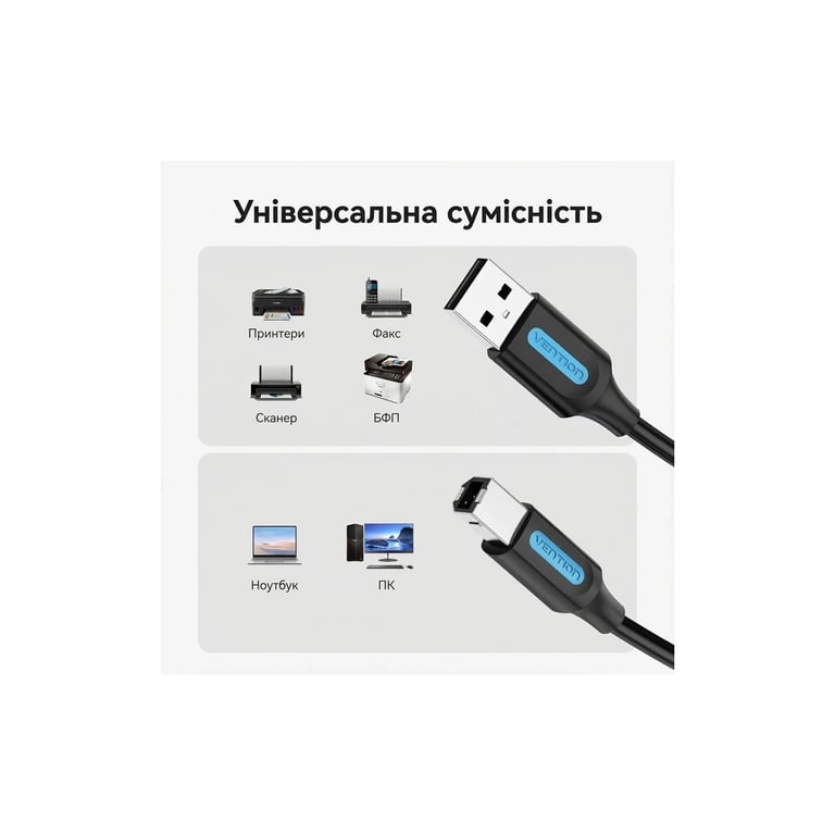 Кабель для принтера USB 2.0 AM/BM 10.0m ferrite black Vention (COQBL) - фото 2