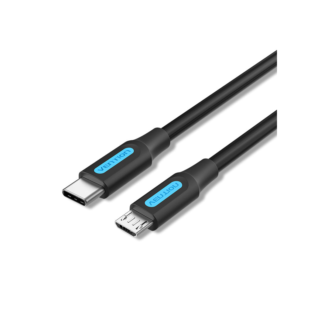 Дата кабель USB-C to Micro 5P 1.0m 2A black Vention (COVBF) - фото 1