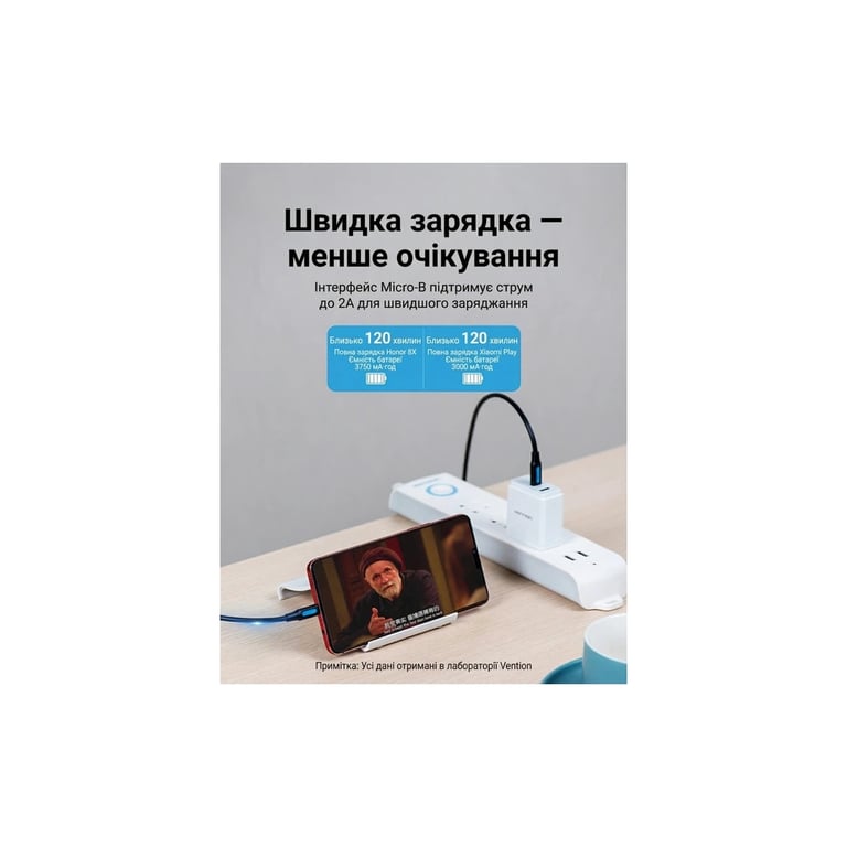 Дата кабель USB-C to Micro 5P 1.5m 2A black Vention (COVBG) - фото 5
