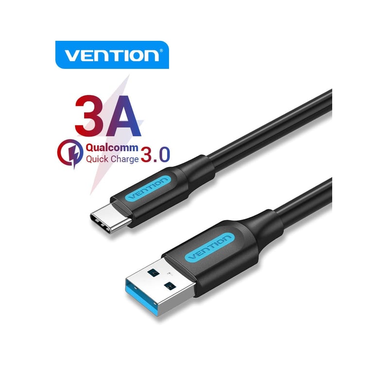 Дата кабель USB 3.0 AM to USB-C 1.5m black Vention (COZBG) - фото 3