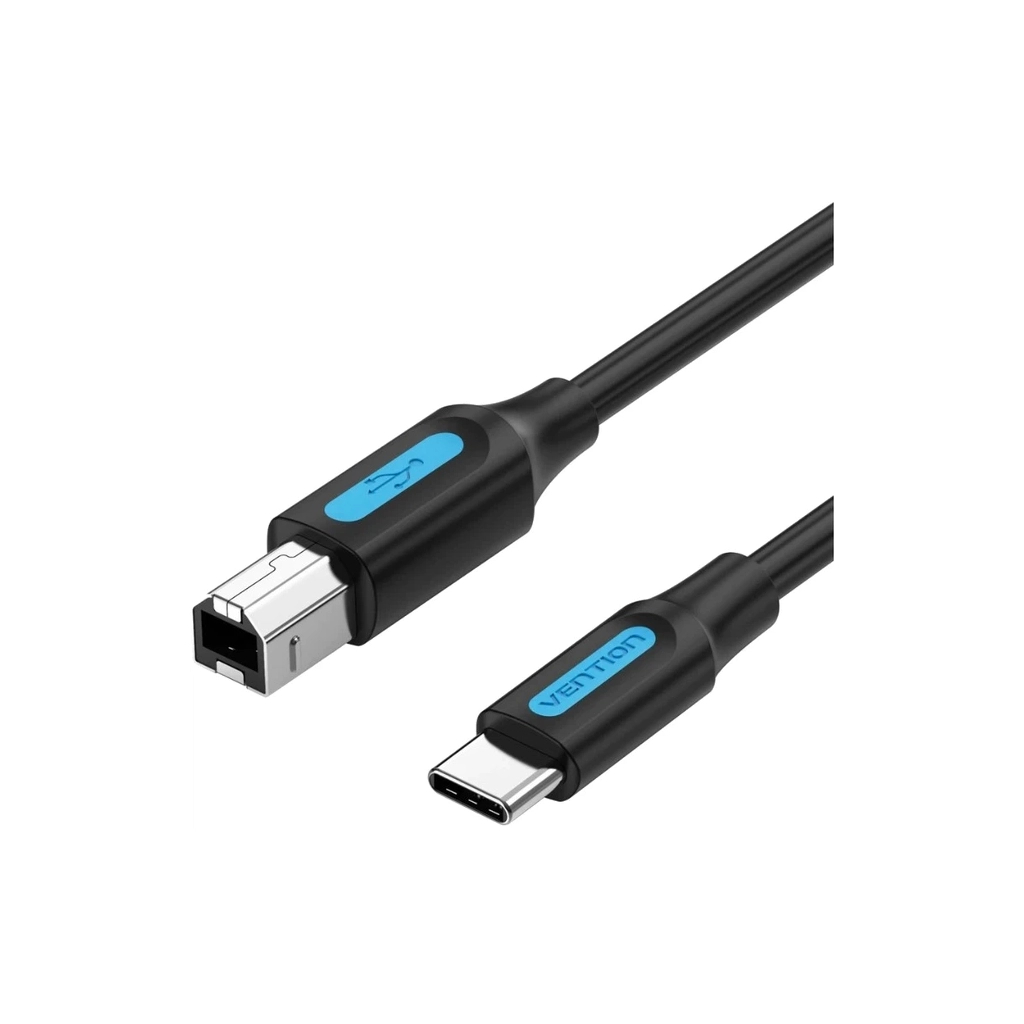 Кабель для принтера USB-C 2.0 to BM 1.5m 2A black Vention (CQUBG) - фото 1
