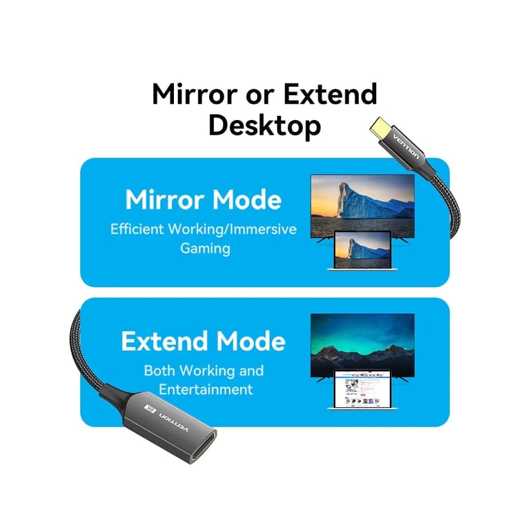 Кабель мультимедійний USB-C to DisplayPort M 0.25m 8K black Vention (CRGBC) - фото 3
