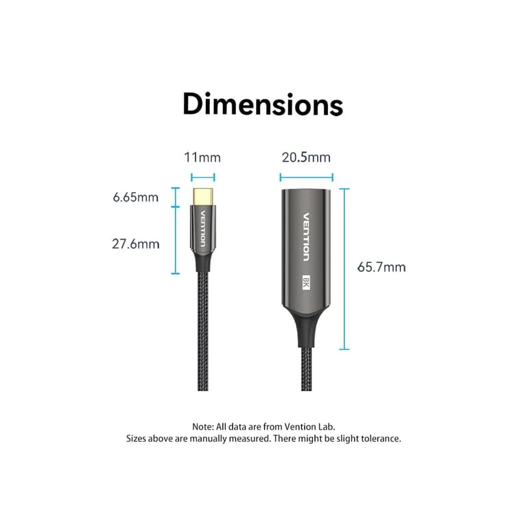 Кабель мультимедійний USB-C to DisplayPort M 0.25m 8K black Vention (CRGBC) - фото 6