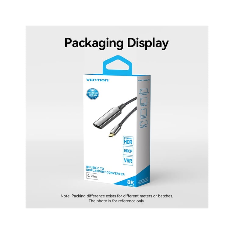 Кабель мультимедійний USB-C to DisplayPort M 0.25m 8K black Vention (CRGBC) - фото 7