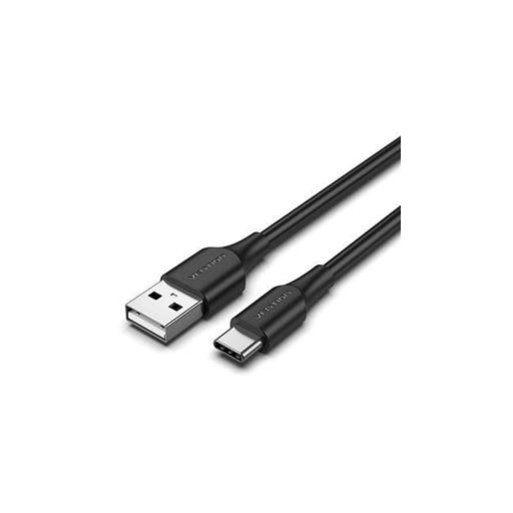 Дата кабель USB 2.0 AM to USB-C 1.5m 3A nylon braided LED black Vention (CTFBG) - фото 1