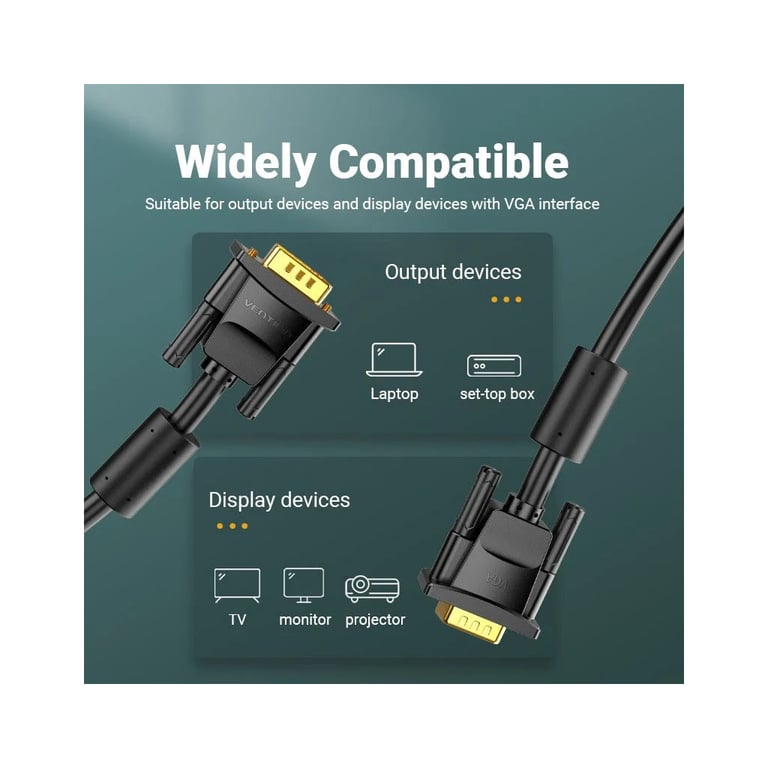 Кабель мультимедійний VGA M to VGA M 5.0m black Vention (DAEBJ) - фото 6