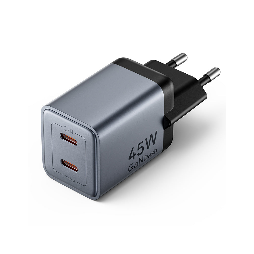 Зарядний пристрій Vention 2xUSB-C PD45W GaN gray (FCDH0-EU) - фото 1