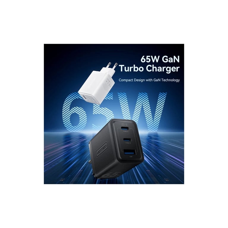 Зарядний пристрій Vention 2xUSB-C PD65W + 1xUSB QC3.0 60W GaN white (FERW0-EU) - фото 8