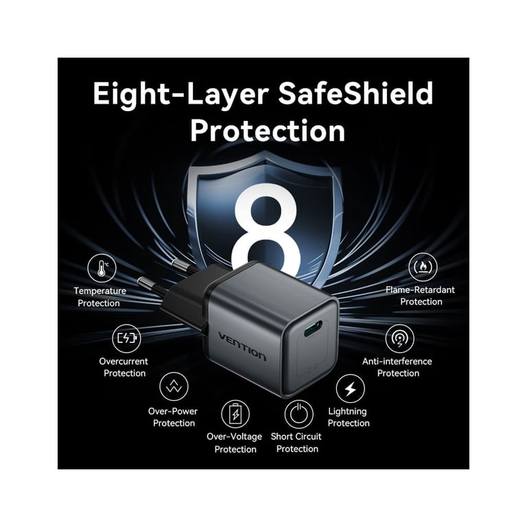 Зарядний пристрій Vention USB-C PD20W GaN gray (FEVH0-EU) - фото 9