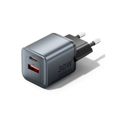 Зарядний пристрій Vention 1xUSB-C PD30W + 1xUSB QC3.0 18W GaN gray (FEWH0-EU) - фото 1