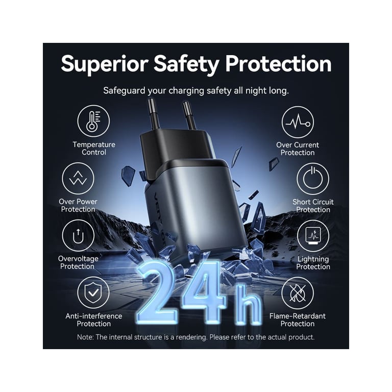 Зарядний пристрій Vention 1xUSB-C PD30W + 1xUSB QC3.0 18W GaN gray (FEWH0-EU) - фото 8