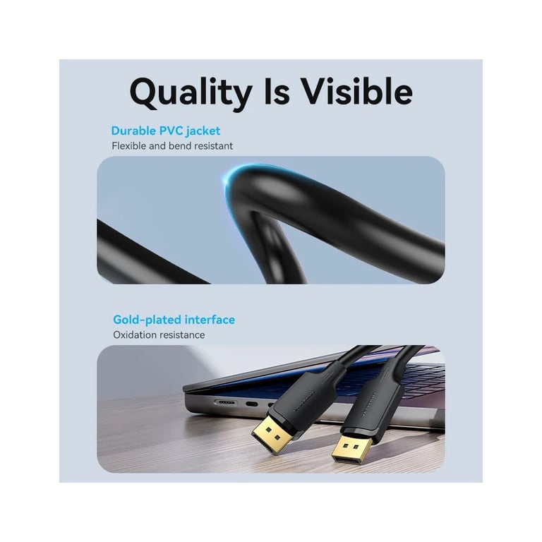 Кабель мультимедійний DisplayPort M to DisplayPort M 1.0m 4K60Hz black Vention (HAKBF) - фото 6