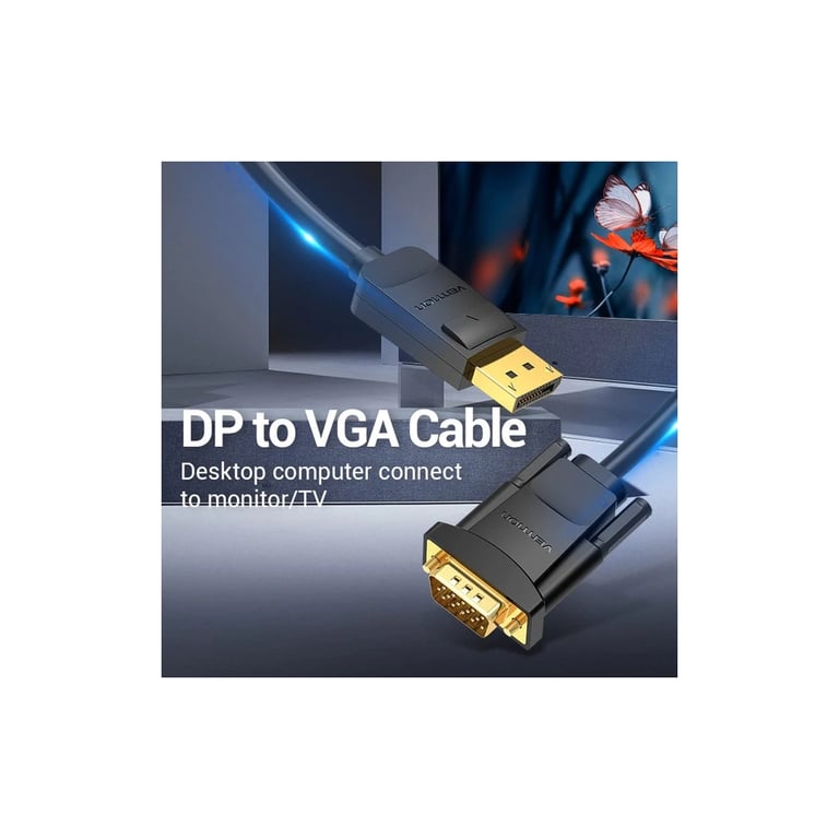 Кабель мультимедійний DisplayPort M to VGA M 1.5m 1080p60Hz black Vention (HBLBG) - фото 2