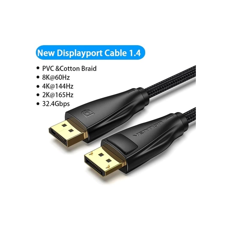 Кабель мультимедійний DisplayPort M to DisplayPort M 1.0m 8K60Hz black Vention (HCCBF) - фото 2