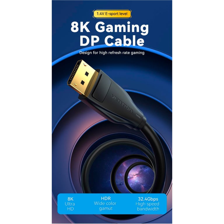 Кабель мультимедійний DisplayPort M to DisplayPort M 1.5m V1.4 8K black Vention (HCDBG) - фото 2