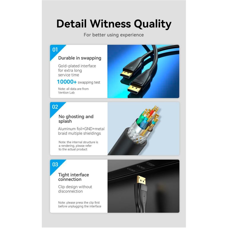 Кабель мультимедійний DisplayPort M to DisplayPort M 1.5m V1.4 8K black Vention (HCDBG) - фото 3