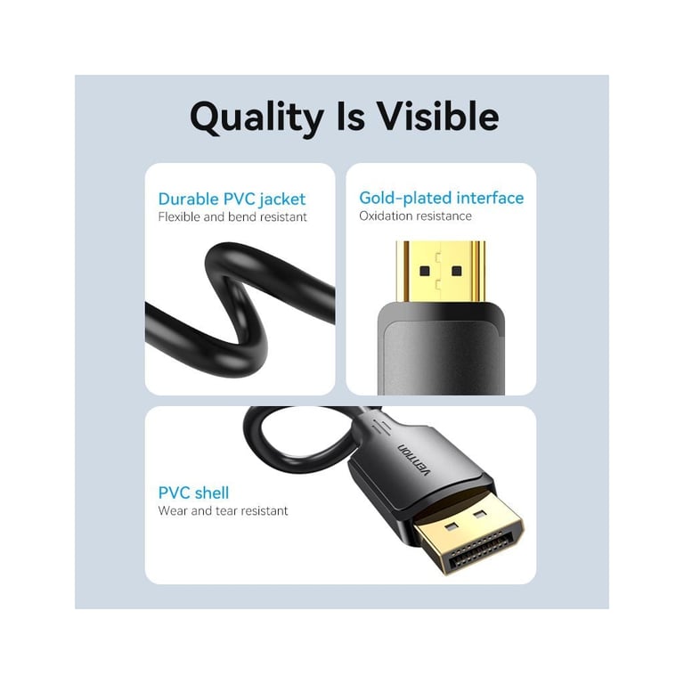 Кабель мультимедійний DisplayPort M to HDMI M 1.8m 4K40Hz black Vention (HFOBAC) - фото 4
