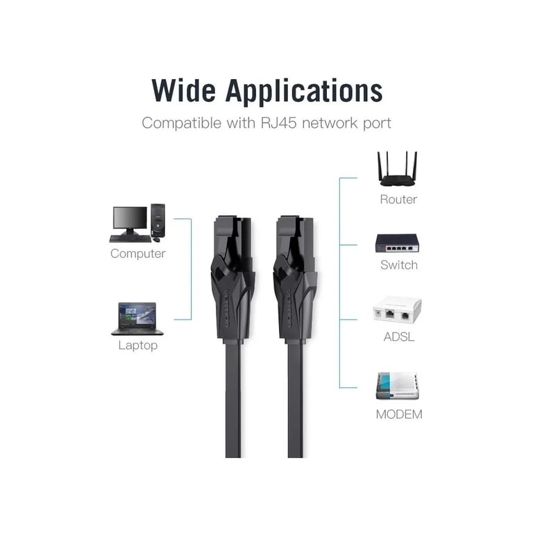 Патч-корд 0.75м, UTP cat 6 RJ-45 black Vention (IBABE) - фото 4