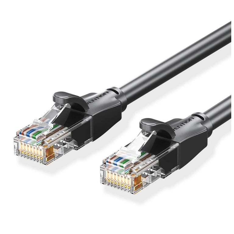 Патч-корд 2м, UTP cat 6 RJ-45 black Vention (IBEBH) - фото 1