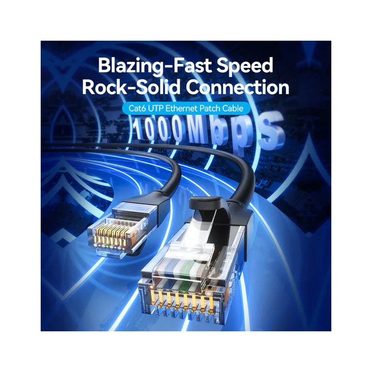 Патч-корд 2м, UTP cat 6 RJ-45 black Vention (IBEBH) - фото 2