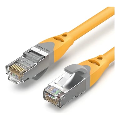 Патч-корд 0.3м, S/FTP cat 6a RJ-45 yellow Vention (IBHYAA) - фото 1