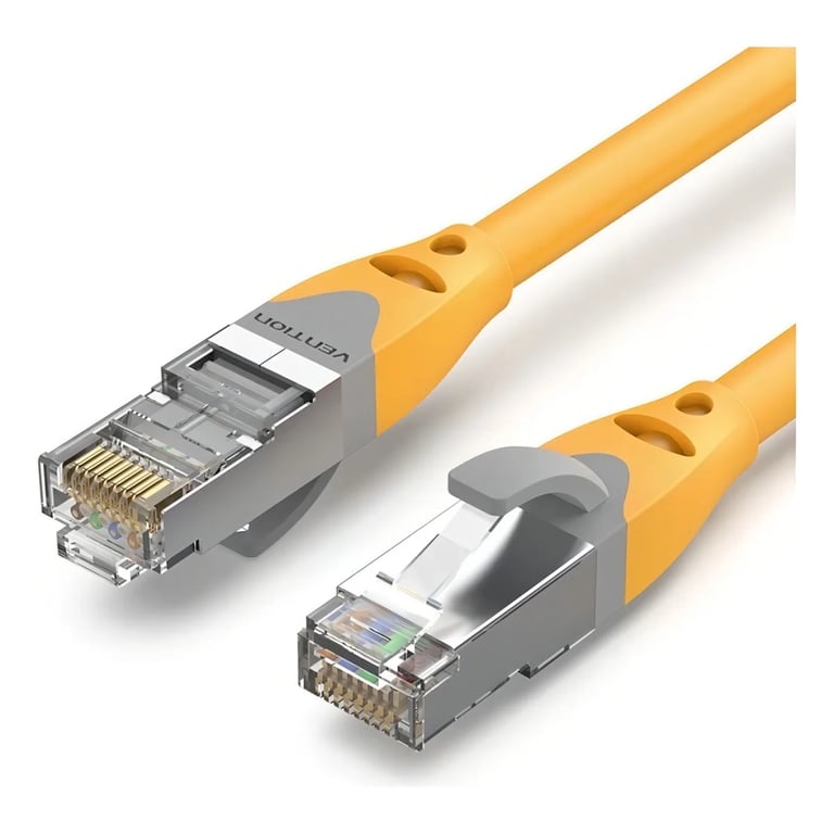 Патч-корд 0.3м, S/FTP cat 6a RJ-45 yellow Vention (IBHYAA) - фото 1