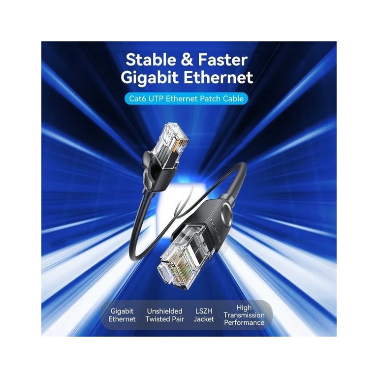 Патч-корд 3м, UTP cat 6 RJ-45 black Vention (IBNBI) - фото 2