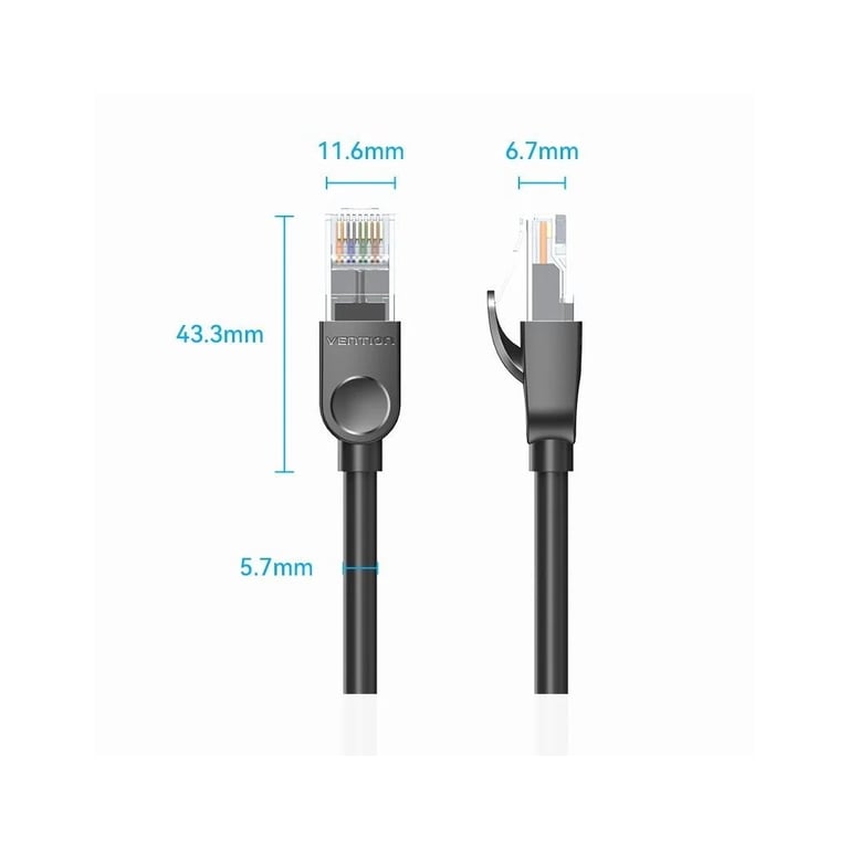 Патч-корд 3м, UTP cat 6 RJ-45 black Vention (IBNBI) - фото 8