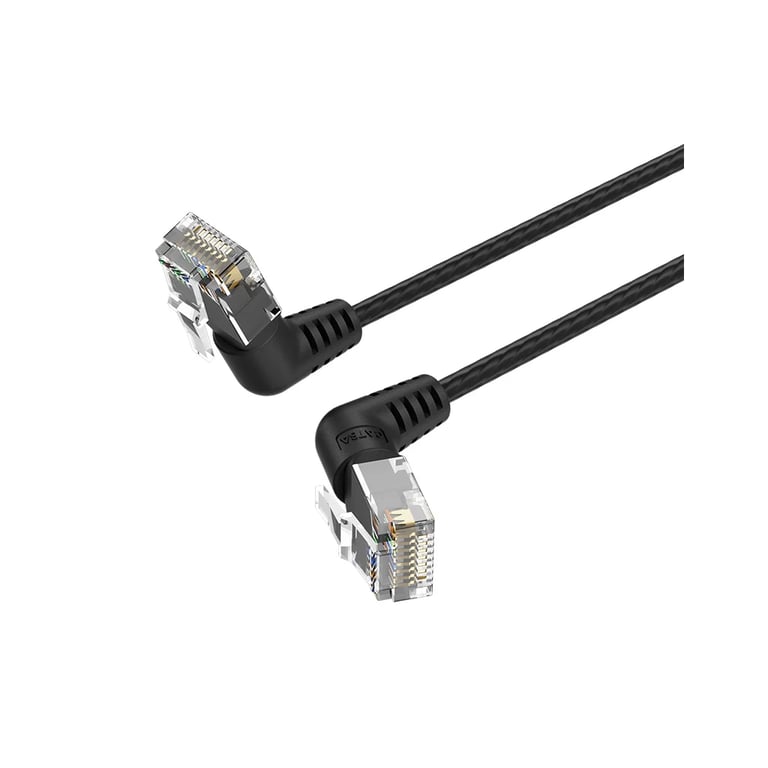 Патч-корд 1.5м, UTP cat 6a RJ-45 90° corner black Vention (IBOBG) - фото 1