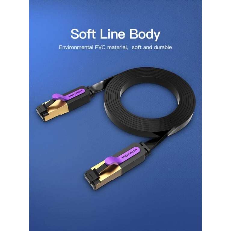 Патч-корд 2м, FTP cat 7 RJ-45 black Vention (ICABH) - фото 2