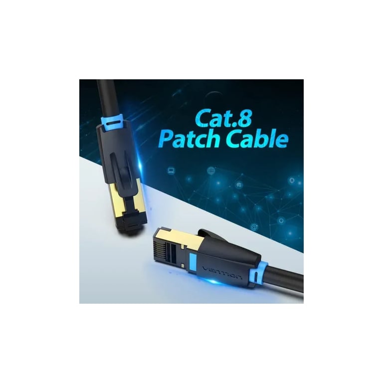 Патч-корд 0.5м, S/FTP cat 8 RJ-45 black Vention (IKABD) - фото 3