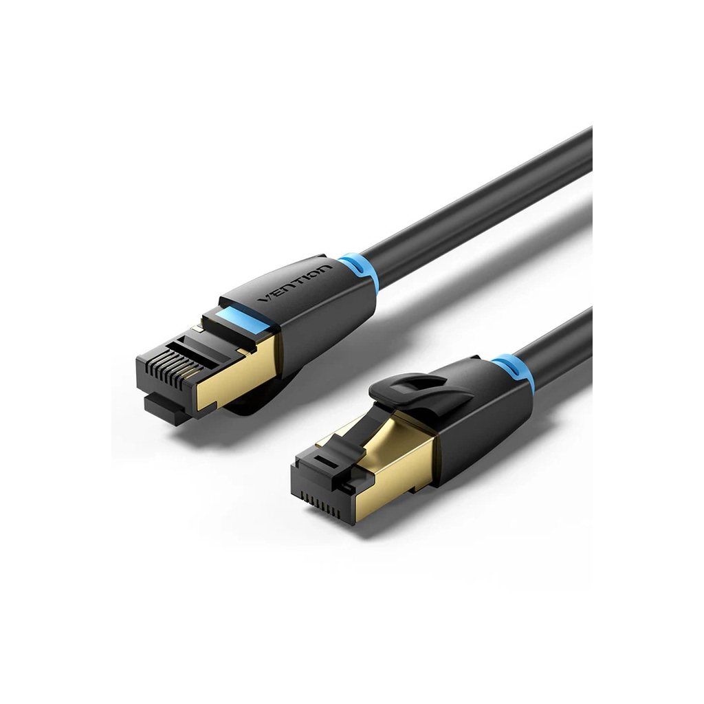 Патч-корд 8м, S/FTP cat 8 RJ-45 black Vention (IKABK) - фото 1