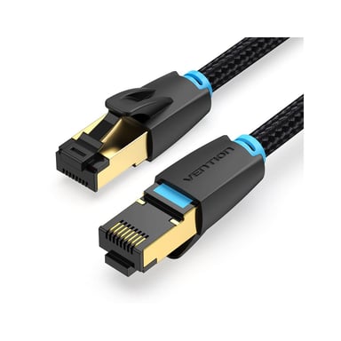 Патч-корд 0.5м, S/FTP cat 8 RJ-45 COPPER black Vention (IKGBD) - фото 1