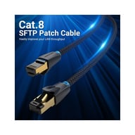 Патч-корд 0.5м, S/FTP cat 8 RJ-45 COPPER black Vention (IKGBD) - фото 2