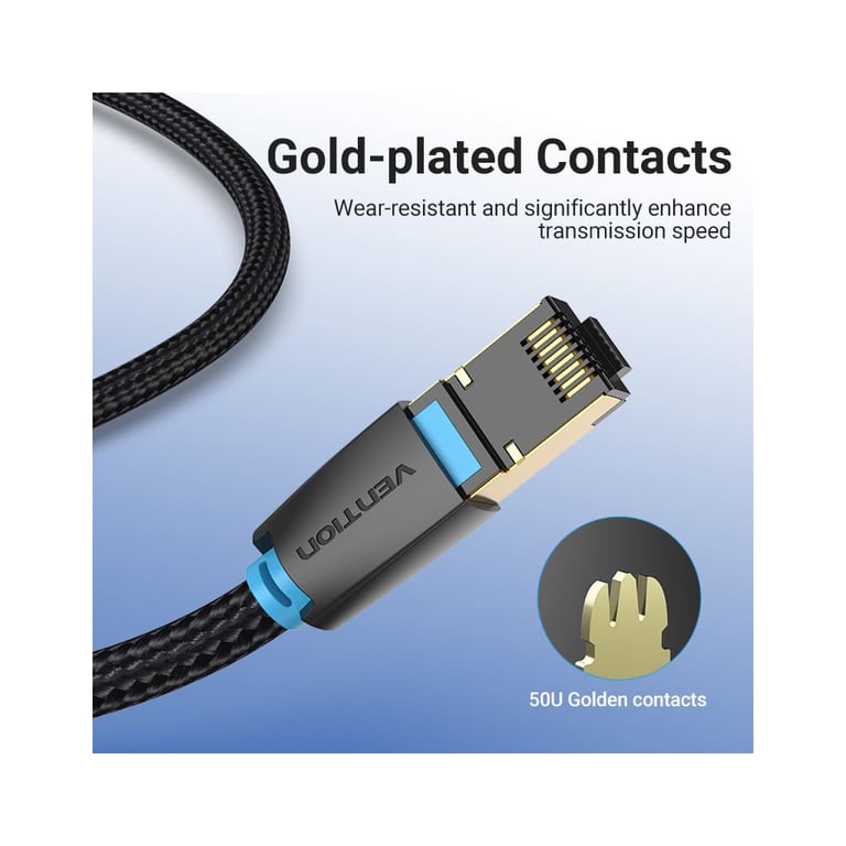 Патч-корд 5м, S/FTP cat 8 RJ-45 COPPER black Vention (IKGBJ) - фото 7