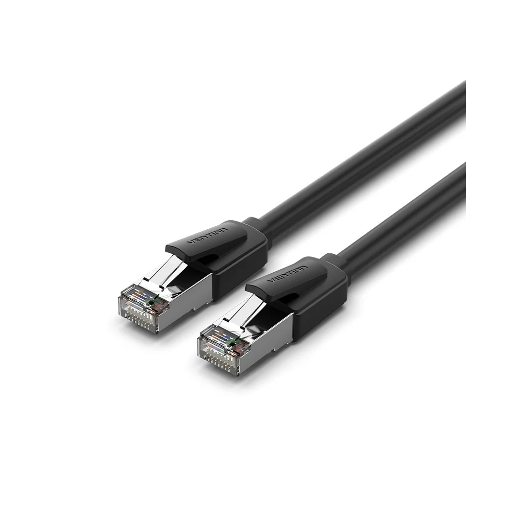 Патч-корд 0.5м, S/FTP cat 8 RJ-45 black Vention (IKKBD) - фото 1