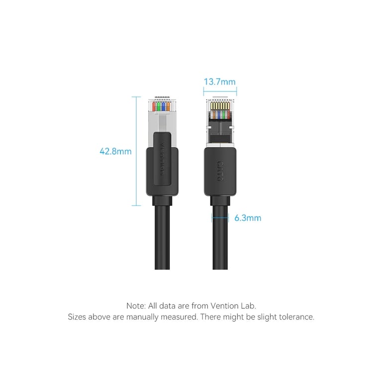 Патч-корд 5м, S/FTP cat 8 RJ-45 black Vention (IKKBJ) - фото 10