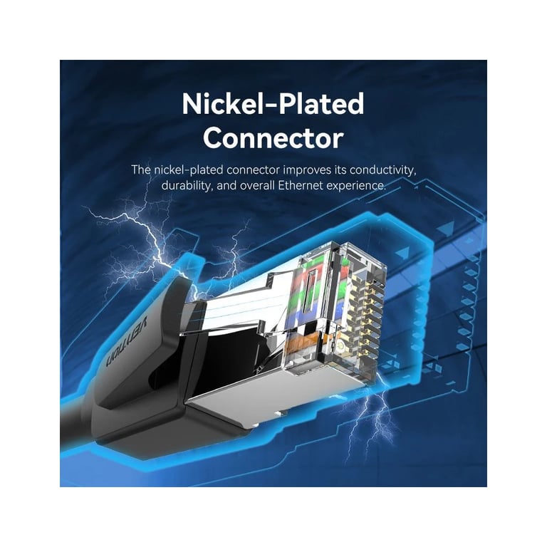 Патч-корд 5м, S/FTP cat 8 RJ-45 black Vention (IKKBJ) - фото 6
