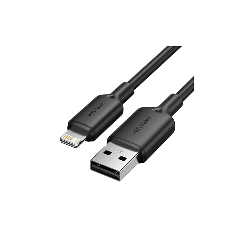Дата кабель USB 2.0 AM to Lightning 1.0m 2.4A black Vention (LAMBF) - фото 1