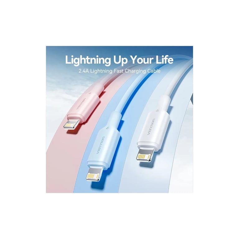 Дата кабель USB 2.0 AM to Lightning 1.0m 2.4A black Vention (LAMBF) - фото 2