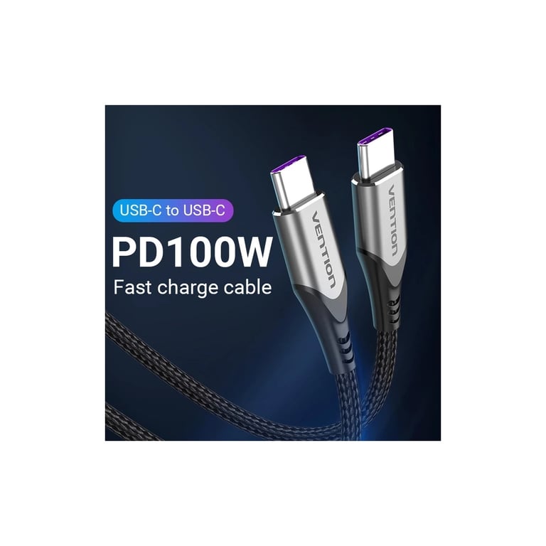 Дата кабель USB-C to USB-C 2.0m 5A aluminum gray Vention (TAEHH) - фото 4