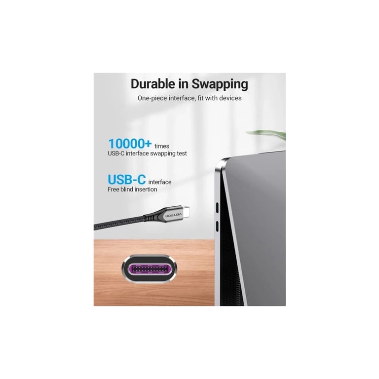 Дата кабель USB-C to USB-C 2.0m 5A aluminum gray Vention (TAEHH) - фото 7
