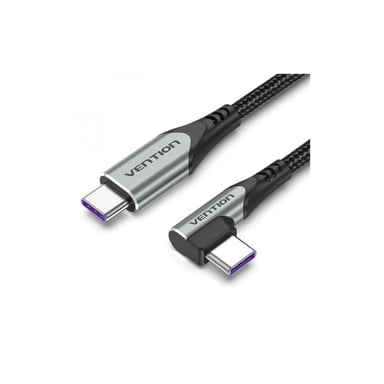 Дата кабель USB 2.0 USB-C to USB-C 1.0m 5A 90° corner aluminum gray Vention (TAKHF) - фото 1