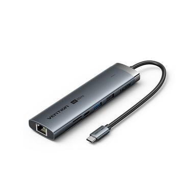 Концентратор Vention USB-C 7-in-1 USB-C PD + USB 3.2 + USB 3.0 + USB 2.0 + RJ45 + SD/TF + HDMI 0.15m (TGUHB) - фото 1