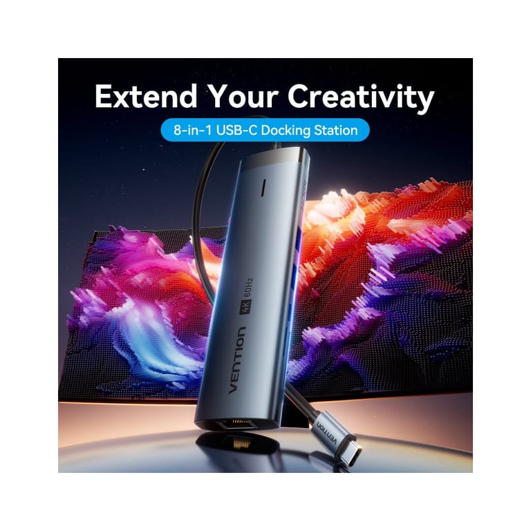 Концентратор Vention USB-C 7-in-1 USB-C PD + USB 3.2 + USB 3.0 + USB 2.0 + RJ45 + SD/TF + HDMI 0.15m (TGUHB) - фото 2