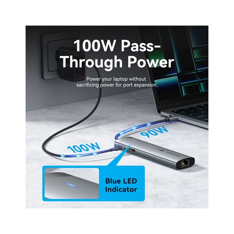 Концентратор Vention USB-C 7-in-1 USB-C PD + USB 3.2 + USB 3.0 + USB 2.0 + RJ45 + SD/TF + HDMI 0.15m (TGUHB) - фото 7