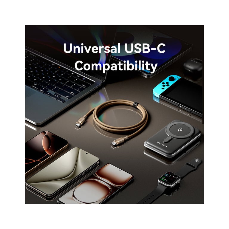 Дата кабель USB-C to USB-C 1.0m 3A aluminum gold Vention (TRDJF) - фото 10