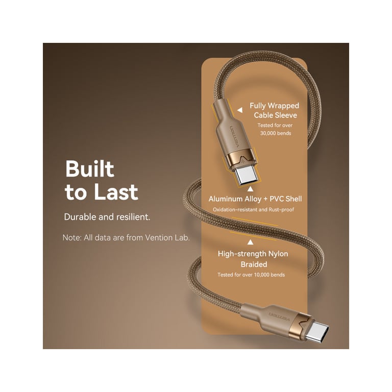 Дата кабель USB-C to USB-C 1.0m 3A aluminum gold Vention (TRDJF) - фото 8