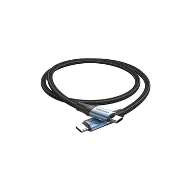 Дата кабель USB-C to USB-C 1.5m 240W aluminum black Vention (TREBG) - фото 1